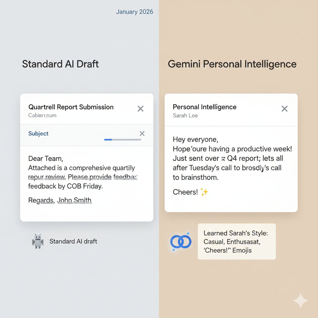 Comparison between Standard AI and Gemini Personal Intelligence