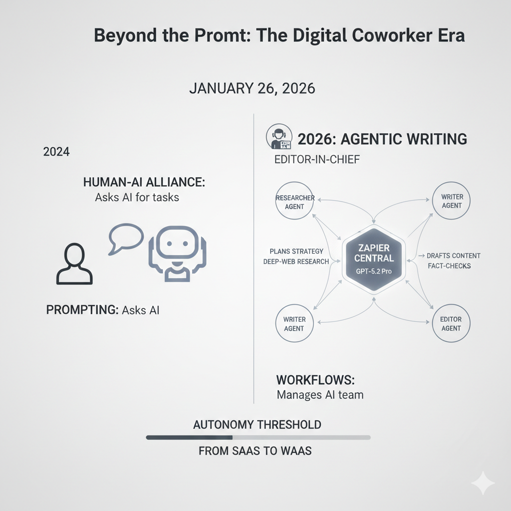 Comparison between 2024 prompting and 2026 Agentic Writing workflows
